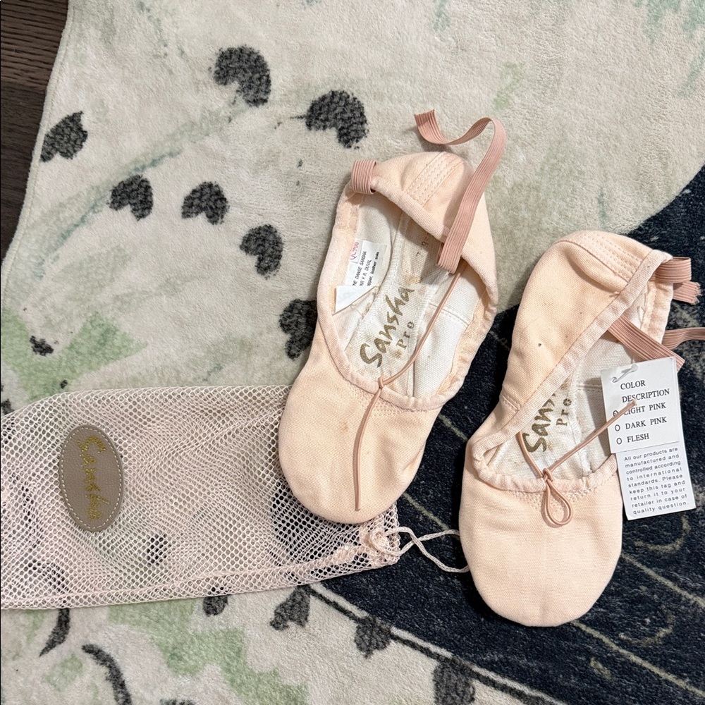Sasha Pink Ballet Shoes with Mesh Bag